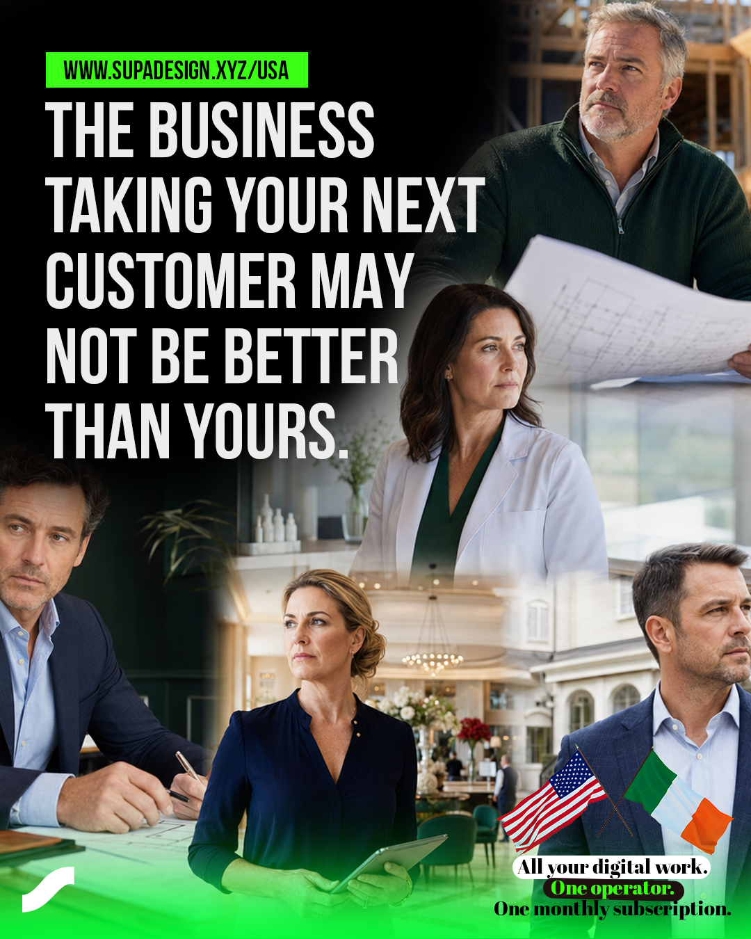 Irish-American business owners across construction, clinics, hospitality and professional services