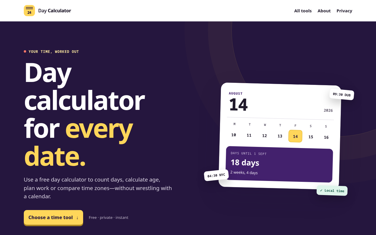 Day Calculator website
