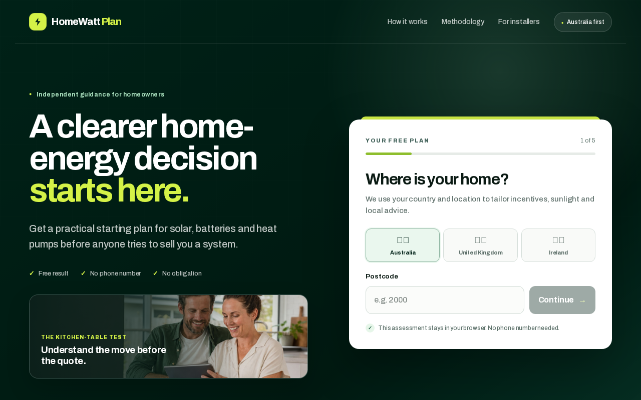 HomeWatt Plan website