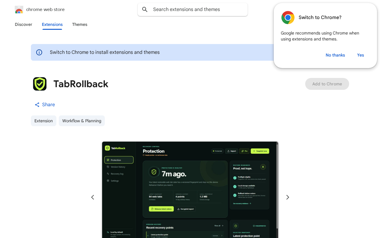 TabRollback Chrome Web Store listing