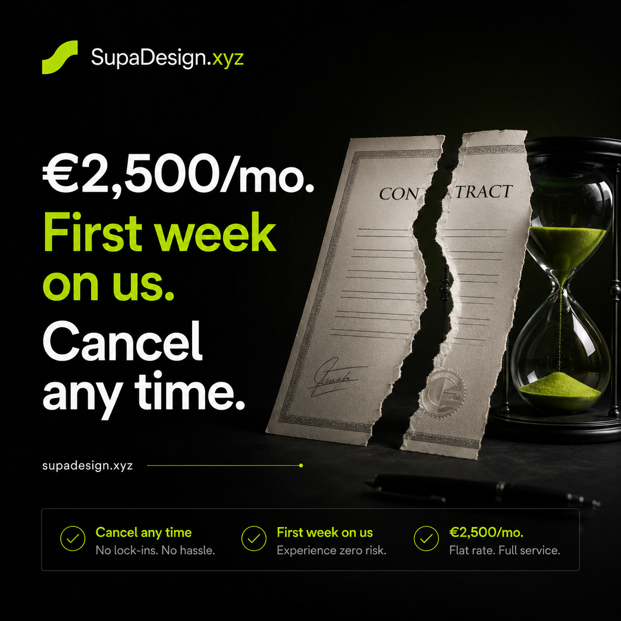 SupaDesign Digital Operator poster - Clear offer, clear queue, clear next step.